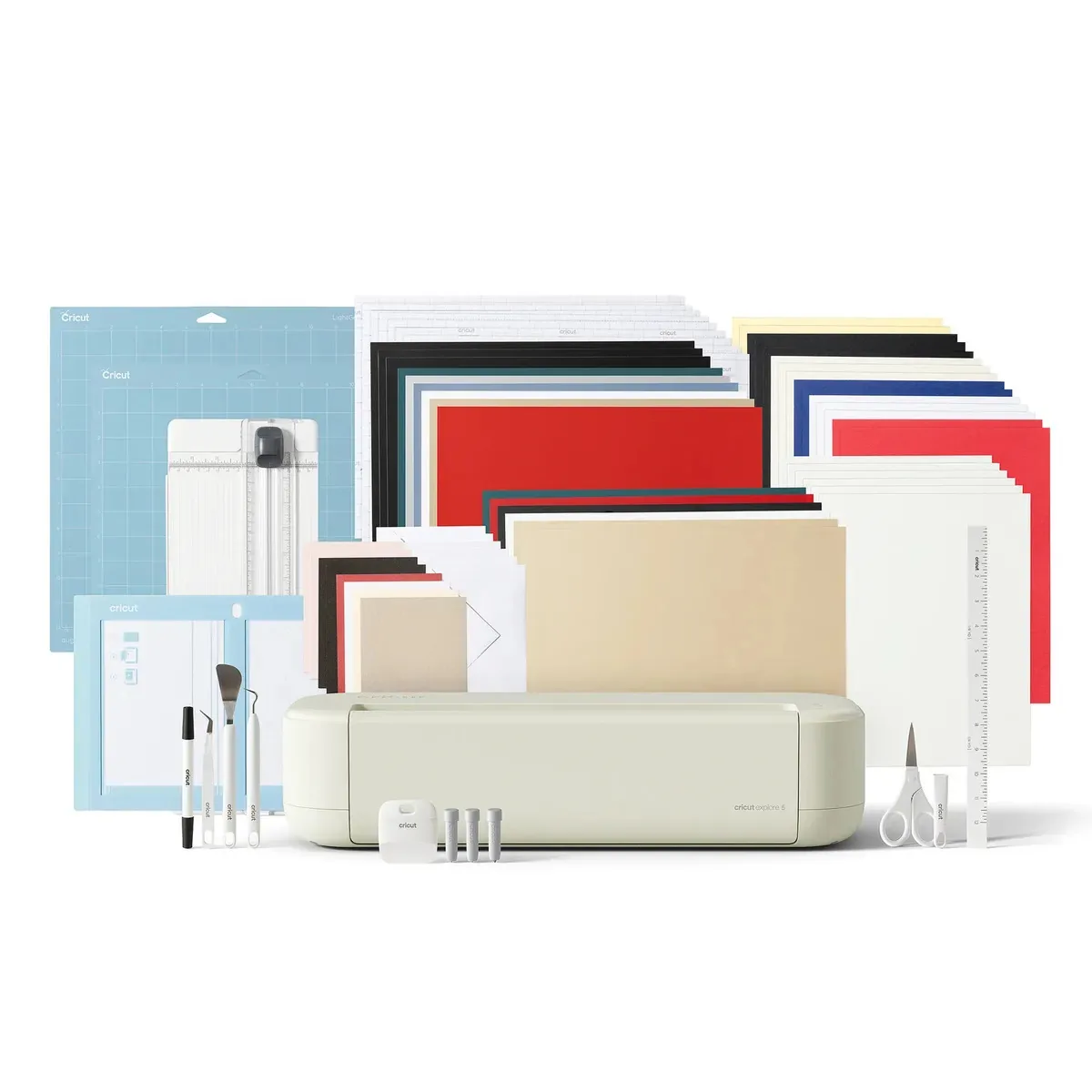 Cricut Explore 5 Plotter de Recorte + Kit Deluxe - Inclui Materiais para 100 Projetos, Bivolt