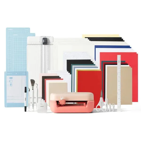 Cricut Joy 2 Plotter De Recorte Coral + Kit Deluxe - Inclui Materiais Para 55 Projetos, Compacta E Portátil Perfeita Para Cartões, Adesivos, Etiquetas E Mais