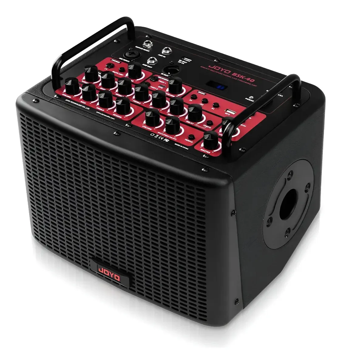 Amplificador acústico recarregável de 40w com Bluetooth e efeitos - preto