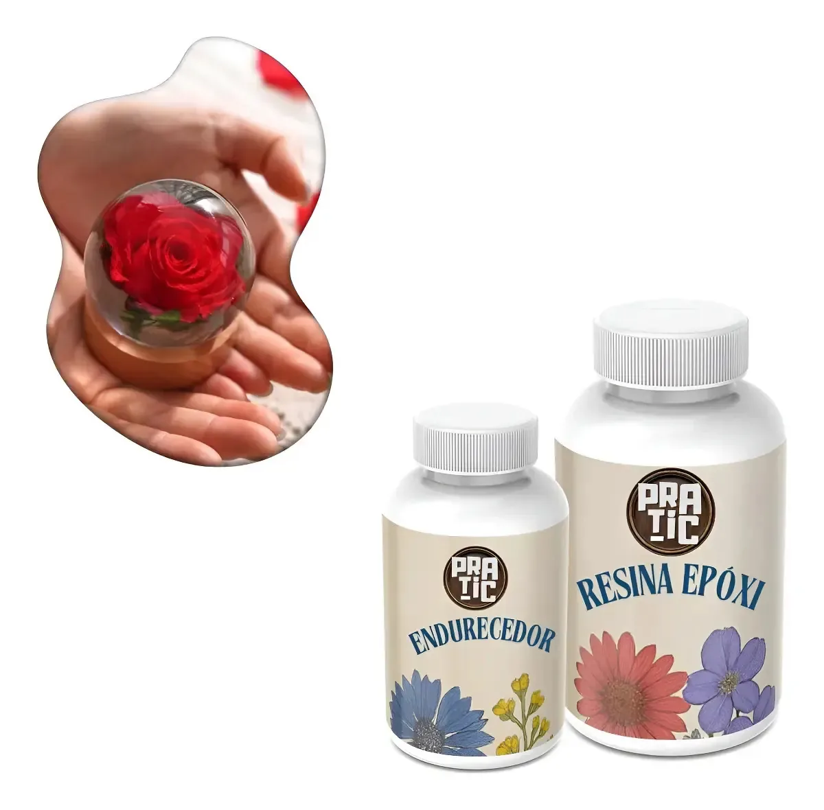 Kit Resina Epóxi 500g Transparente Arte, Joias E Flores