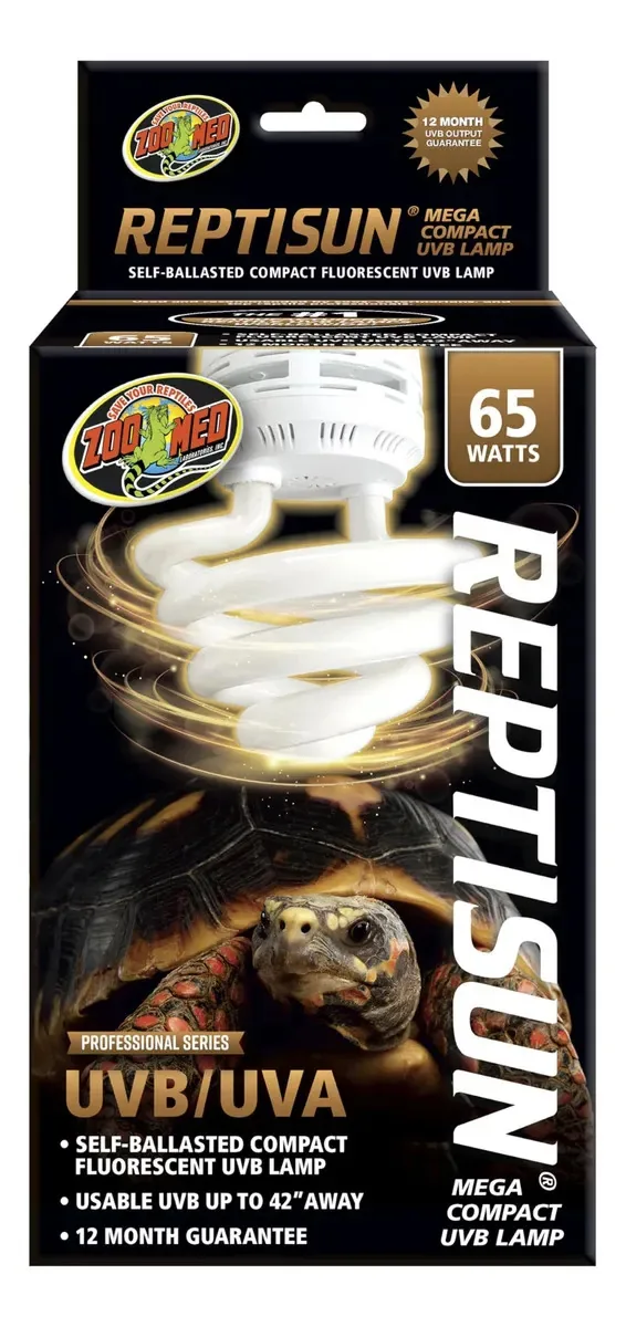Lâmpada Zoo Med Reptisun UVB/UVA 65 W para grandes répteis