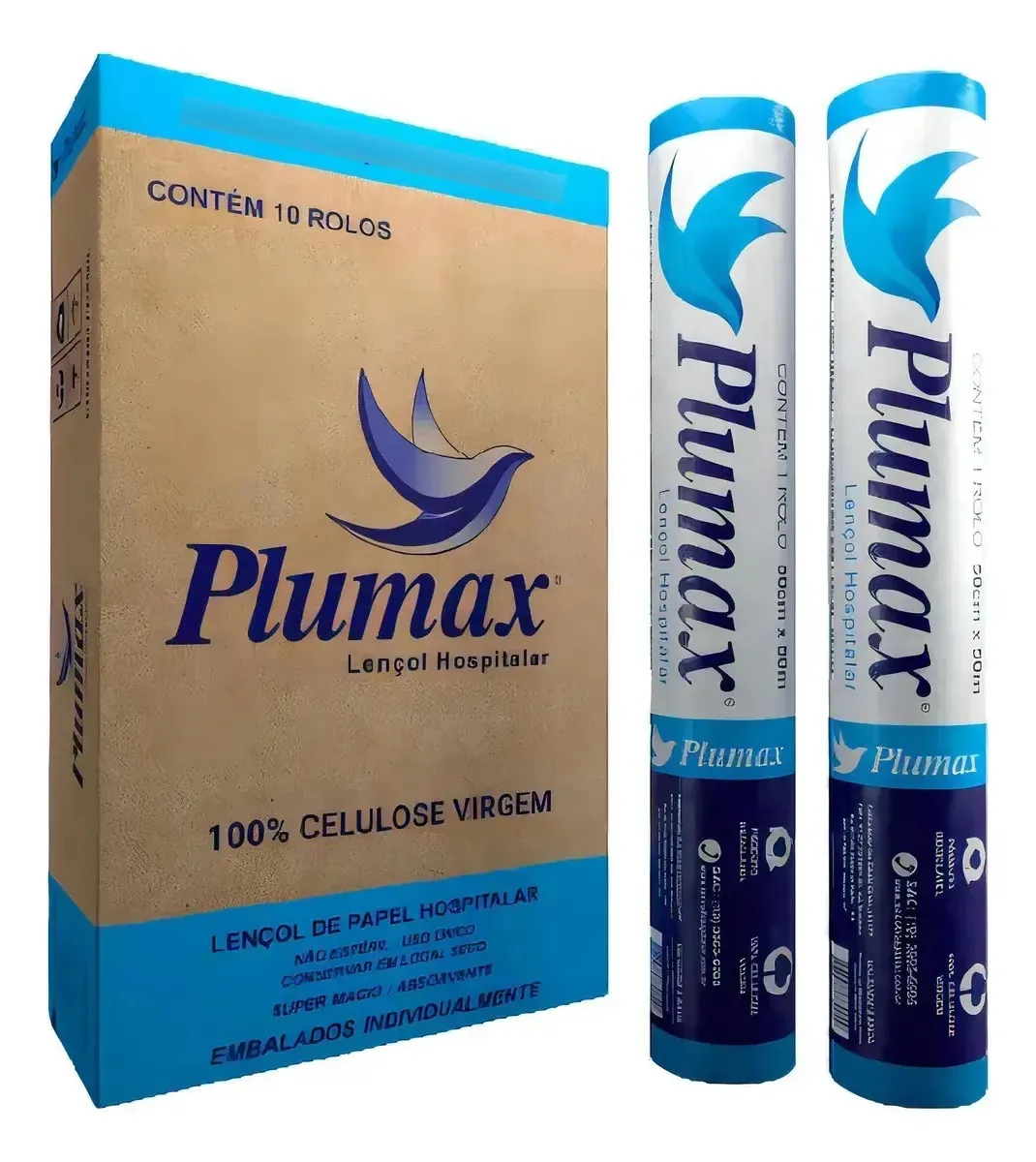 Lençol Plumax Descartável Papel Hospitalar 50x50 - 6 Rolos
