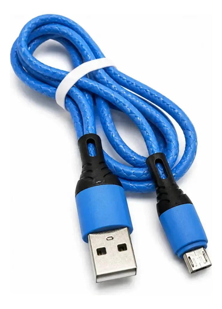 Cabo V8 Compativel Com Celular / Fone De Ouvido E Outros Apa Azul