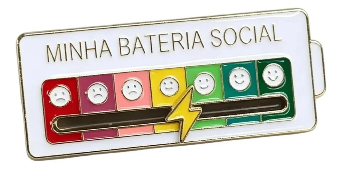 Broche Minha Bateria Social,relâmpago Pode Se Mover Branco