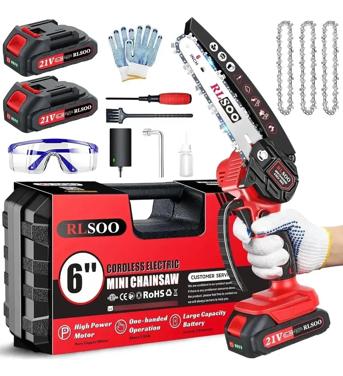 Mini motosserra portátil sem fio para jardinagem e poda
