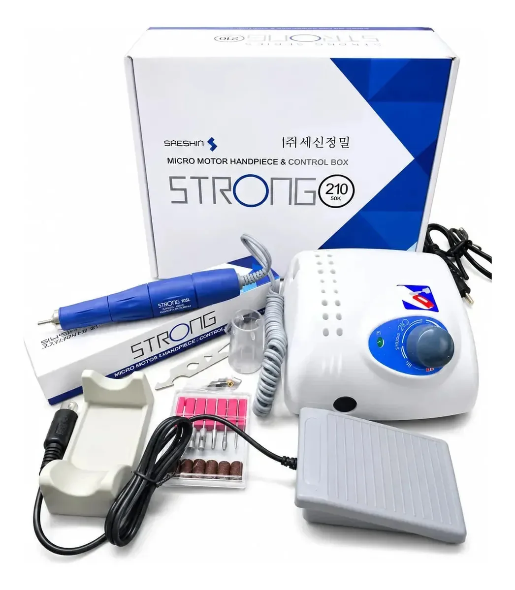 Lixadeira Motor Strong Unha Podologia 45mil Rpm Profissional Cinza