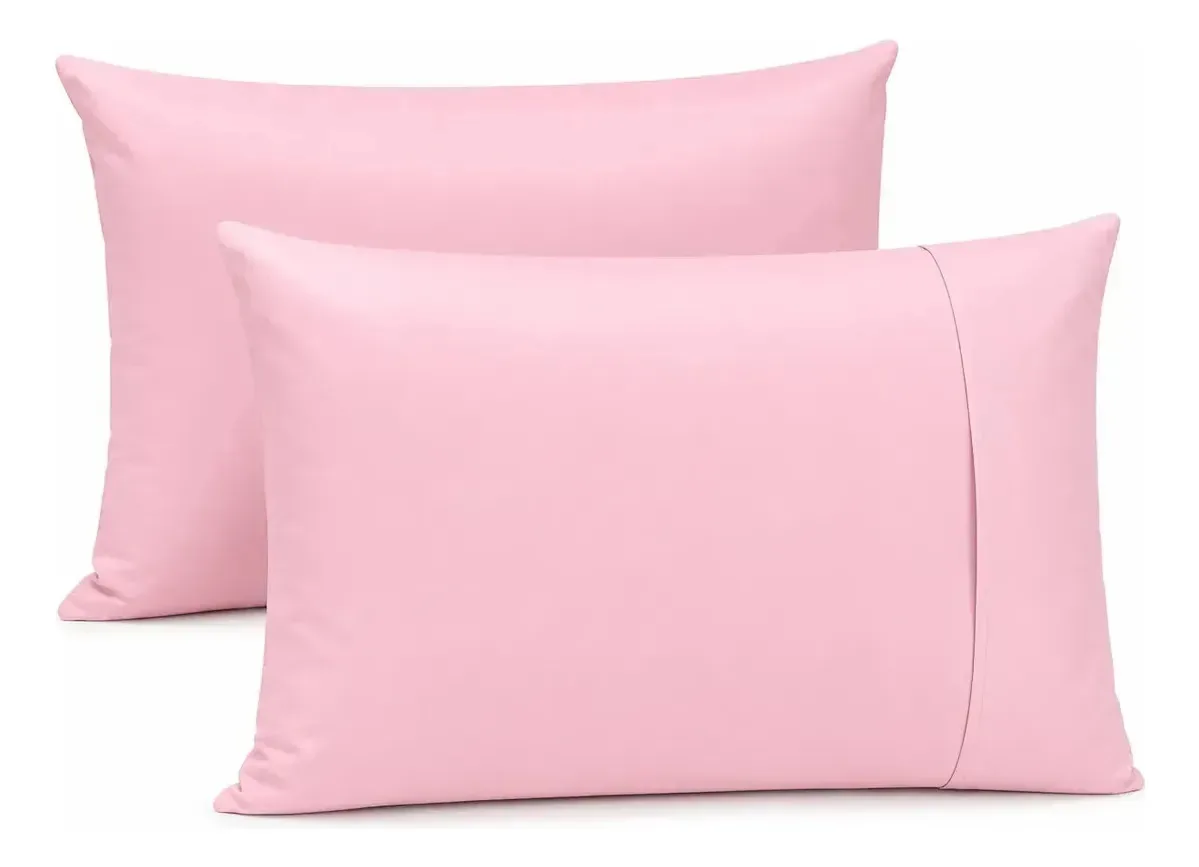 2 Forros Protetores Para Travesseiro 70x50cm Impermeáveis Rosa Lisa