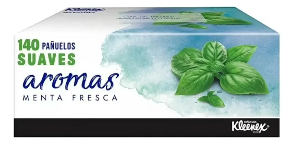 4 peças de lenços Kleenex Fresh Mint, 1 pacote com 140 peças brancas