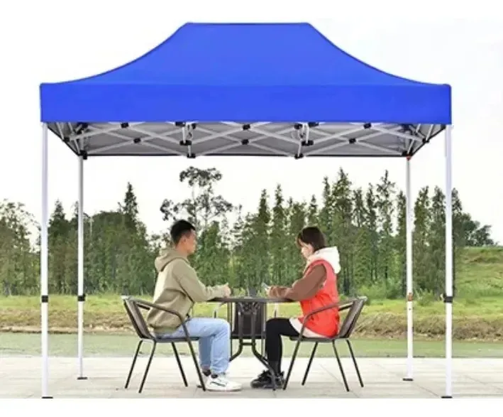 Tenda dobrável com toldo, 2x3m, reforçada, azul pesado
