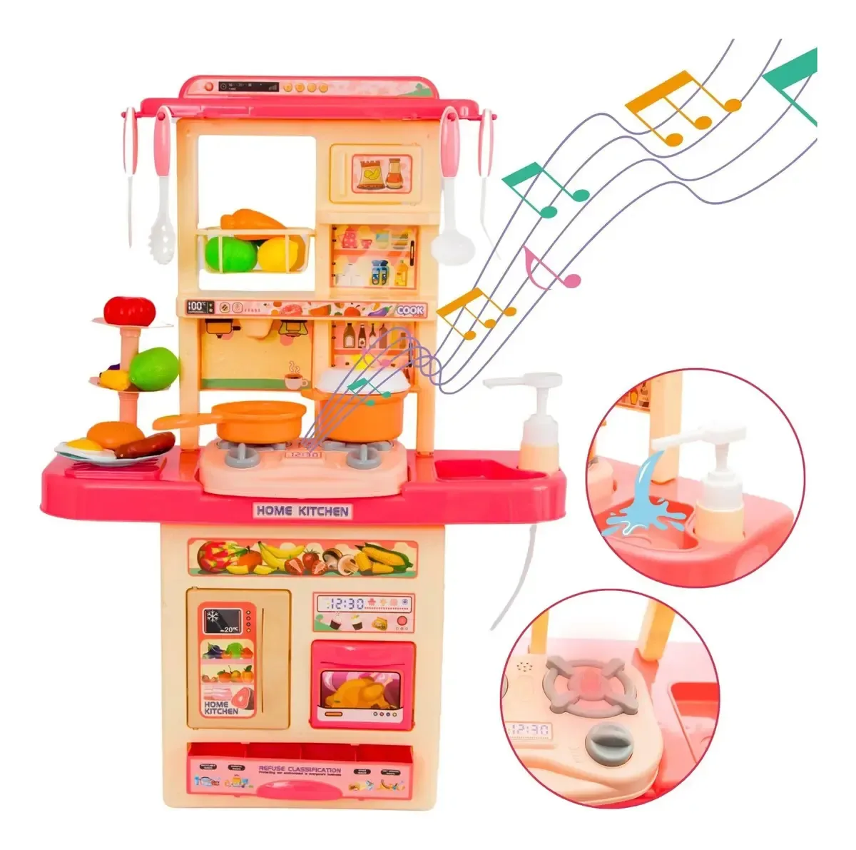 Kit completo de brinquedos de cozinha Atentu para crianças rosa rosa