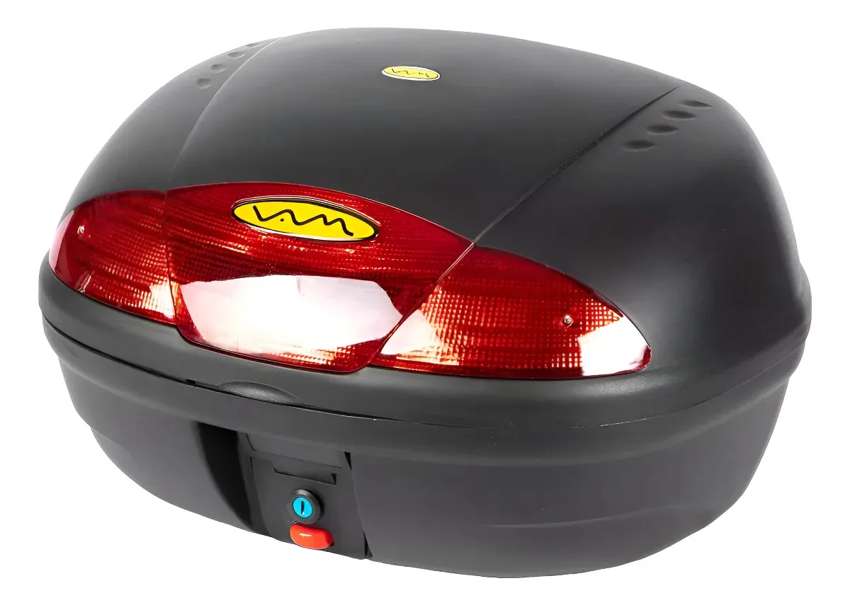 Baul/Storage Box 2 capacetes, motocicleta de 46 litros com base, 2 capacetes pretos