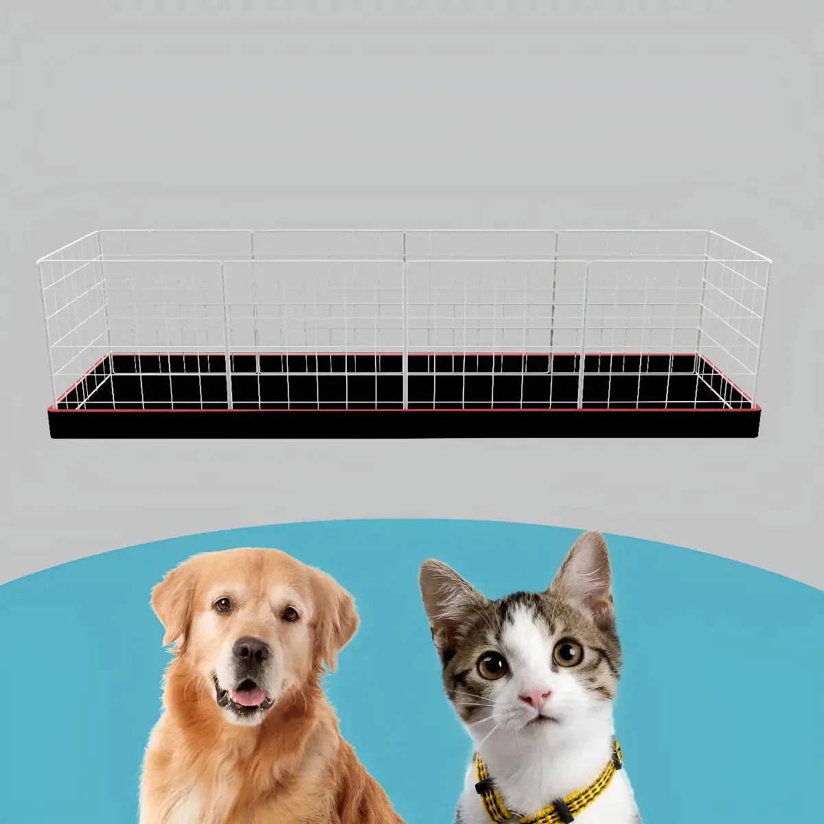 Cercadinho Pet 160x40 Animais Pequenos Gaiola Desmontável Cor Branco - Vermelho