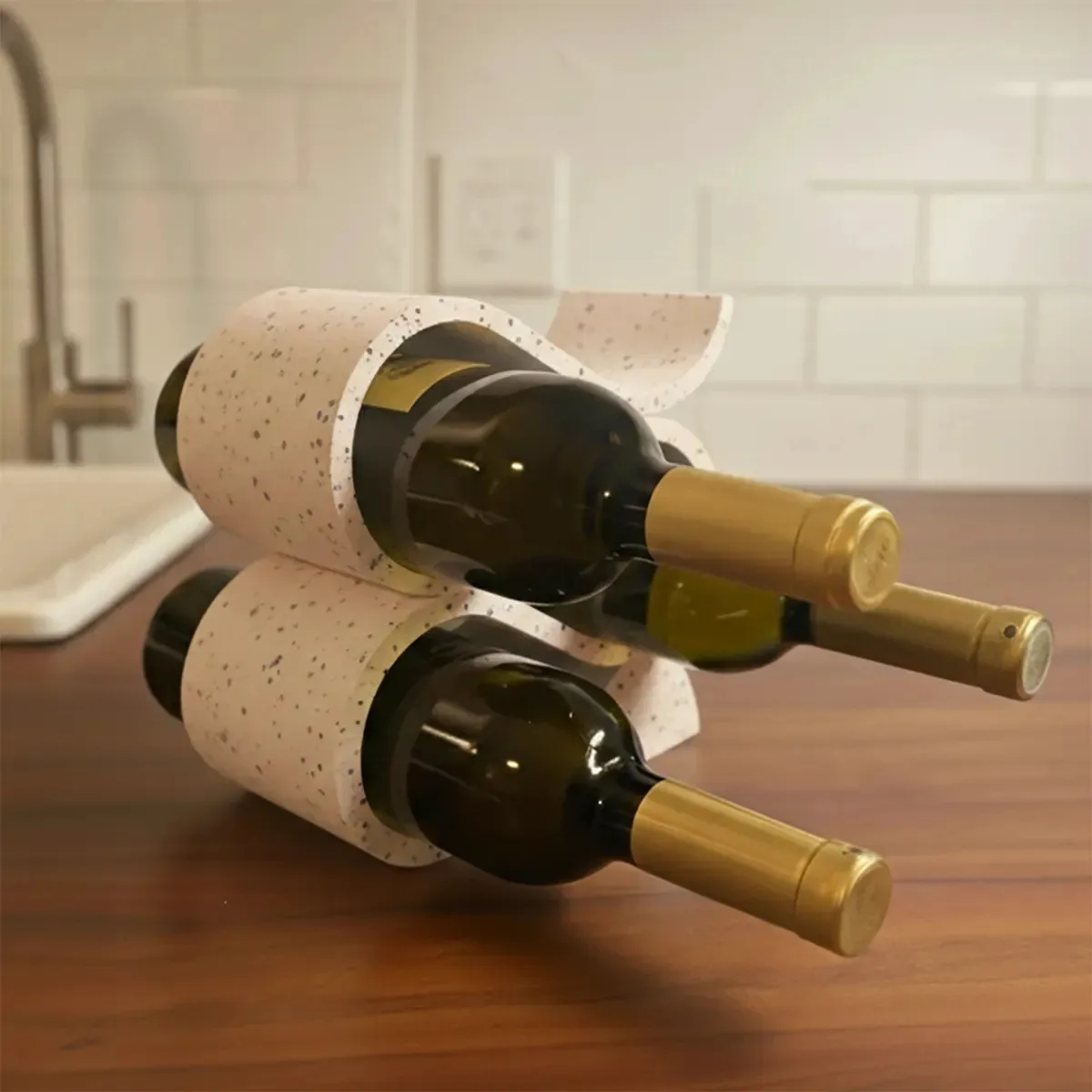Suporte Garrafas De Vinho Adega Decoração Ondas Minimalista Marfim