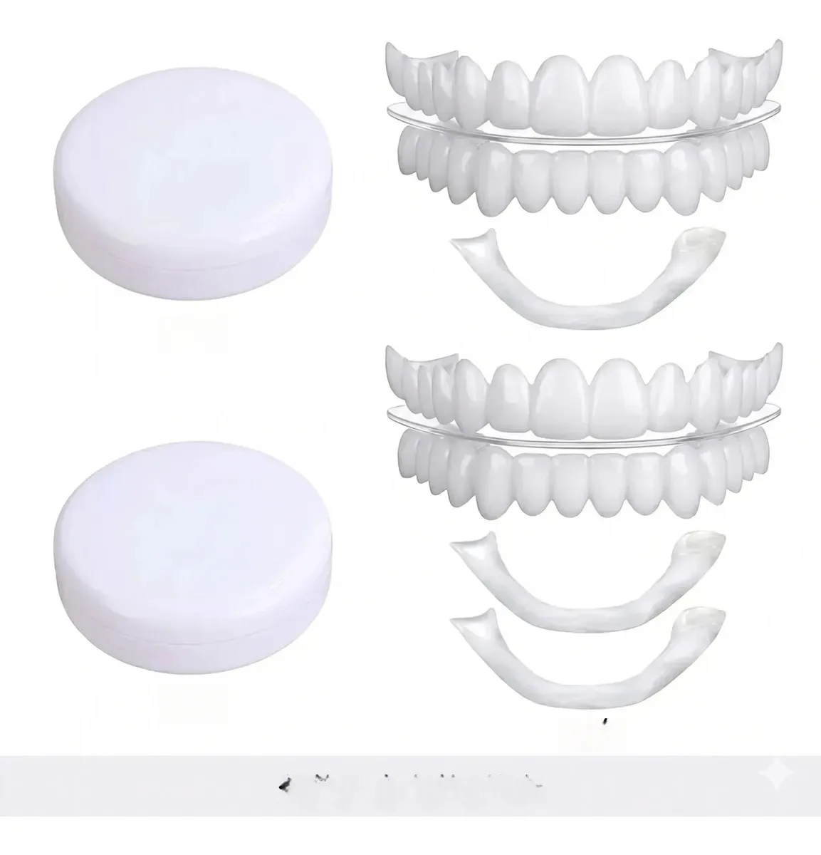 2 peças de dentes falsos temporários, dentes falsos, folheados dentários brancos