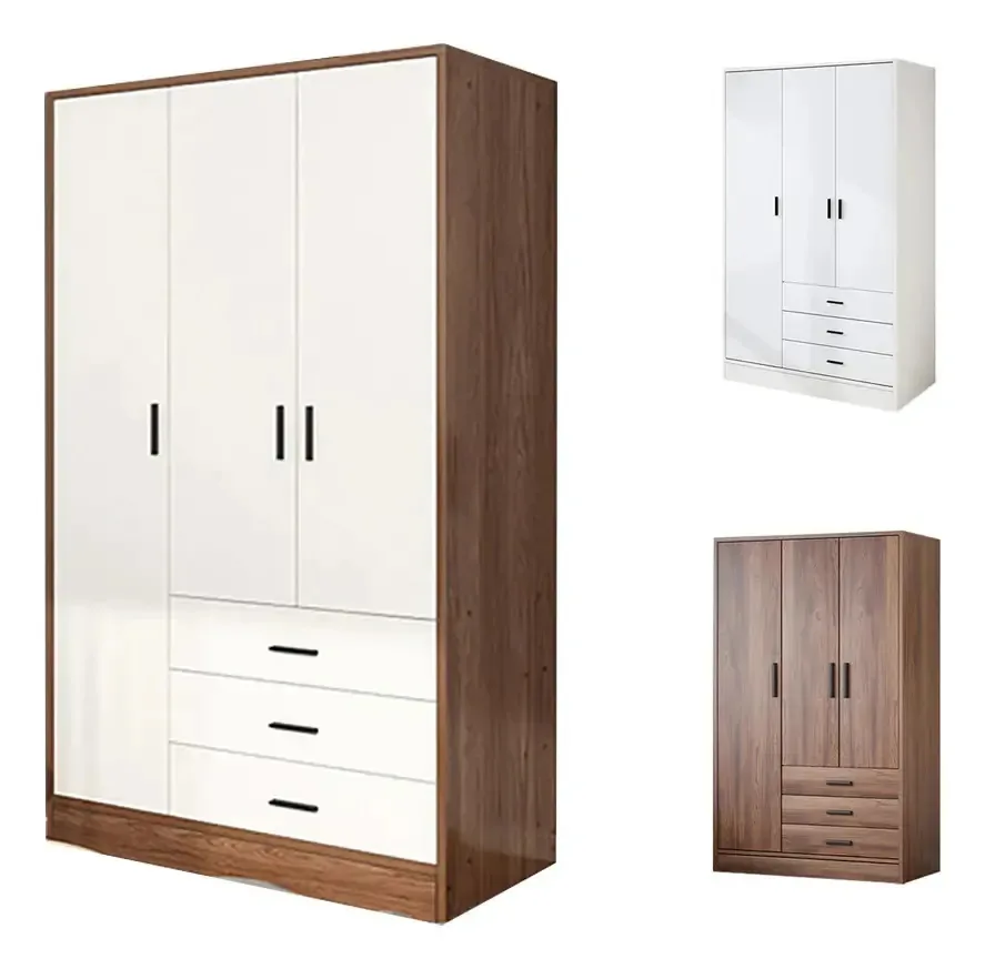 Armário e organizador de roupas com 3 portas e 3 gavetas, marrom