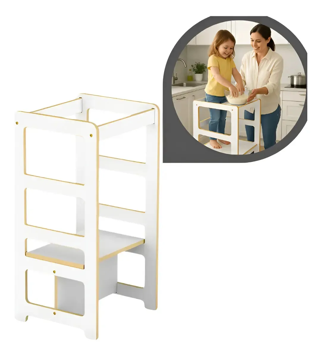 Torre Aprendizagem Montessori Mesa Regulável Criança Branco