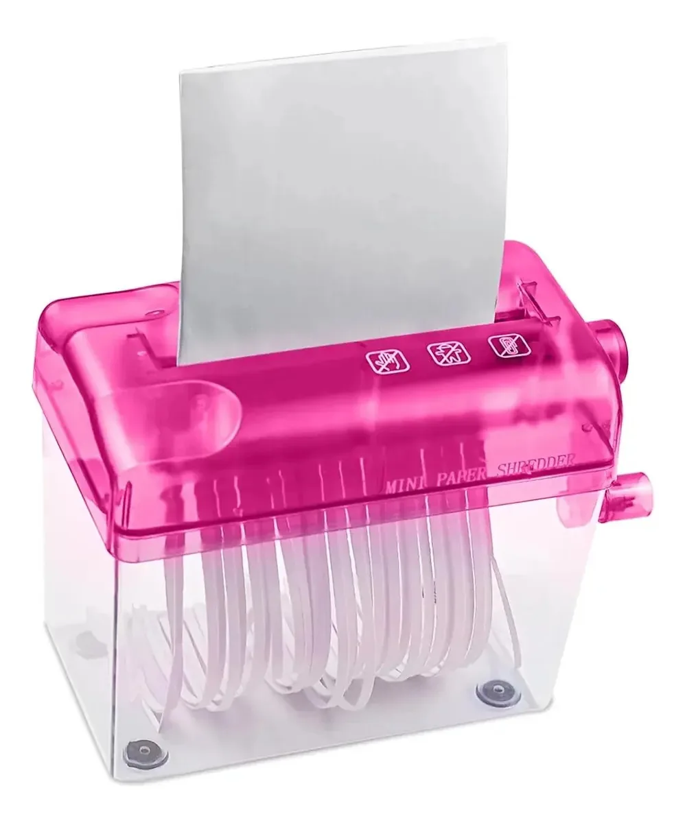 Mini triturador manual portátil para papel e documentos vermelho