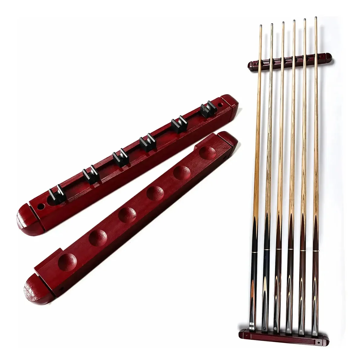 Suporte Taqueira Tacos Bilhar Sinuca Snooker Madeira Luxo Escura