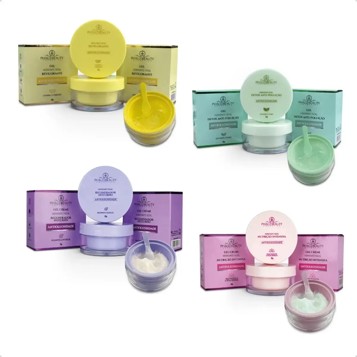 Kit Cuidados com a Pele Phállebeauty Completa para Todo Tipo de Pele com 4 Peças