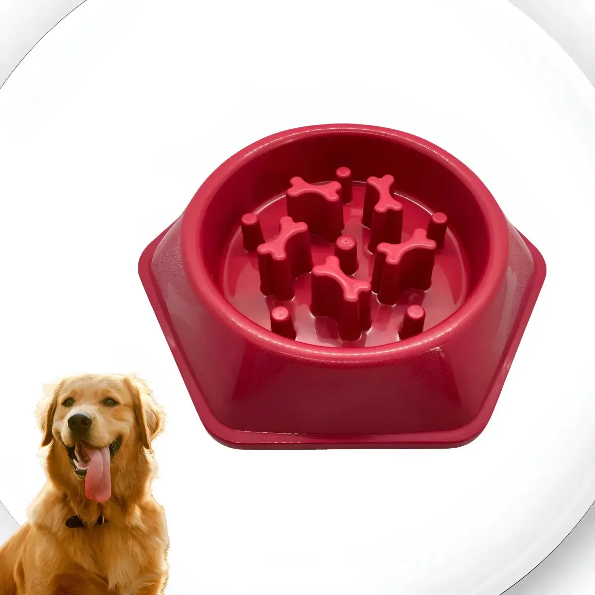 Kit 2 Comedouros Lento Interativo 600ml Vasilha Ração Cães Cor Vermelho&2 Un