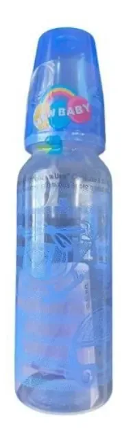 Kit 2 Mamadeiras 240ml New Baby Bico Redondo. Cor Azul