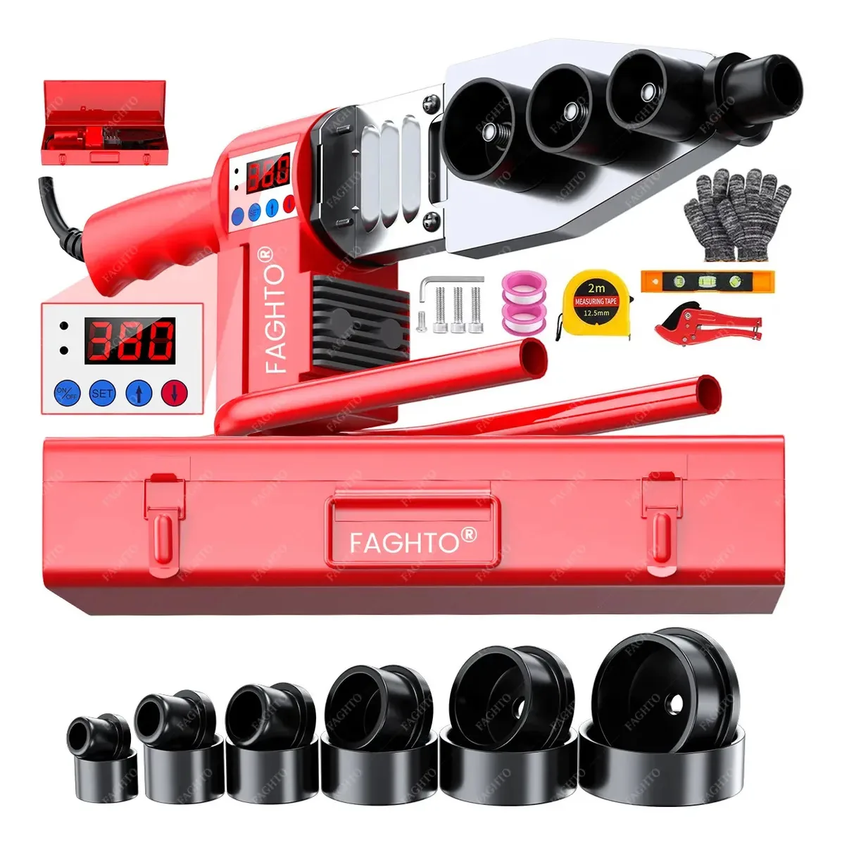 Kit de termofusor 1800w 0-380° C, display digital de dados e tesoura