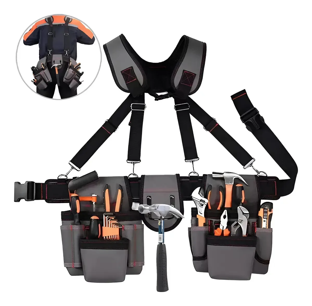 Cinto de ferramentas Fgxrkj com alça ajustável e bolsa de ferramentas multifuncional, durável e ergonômica para trabalhos de reparo, manutenção e uso profissional