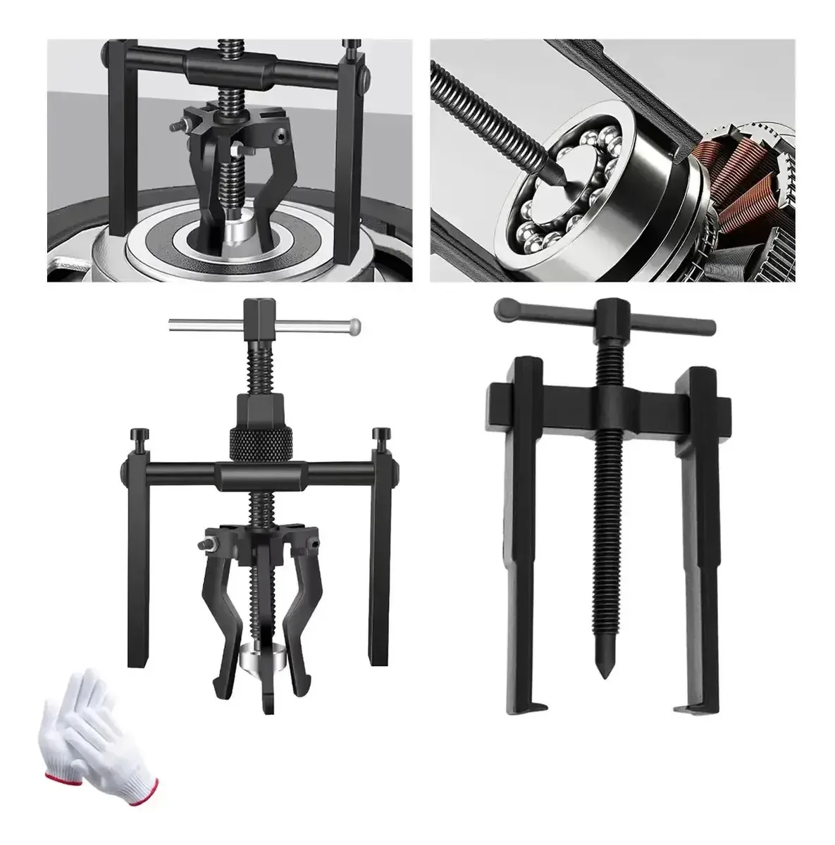 Kit extrator de polia de rolamento interno de polia de 3 e 2 mandíbulas com luvas para rolamentos automotivos, motocicletas e veículos elétricos para manutenção e rolamentos