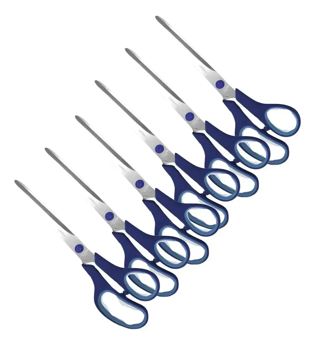 Kit 6 Tesouras Escritório Corte Preciso Atacado Azul