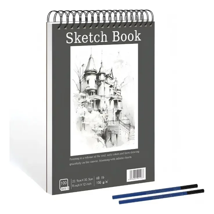 Caderno de esboço e desenho A4+ Caderno de desenho em branco de 200 páginas