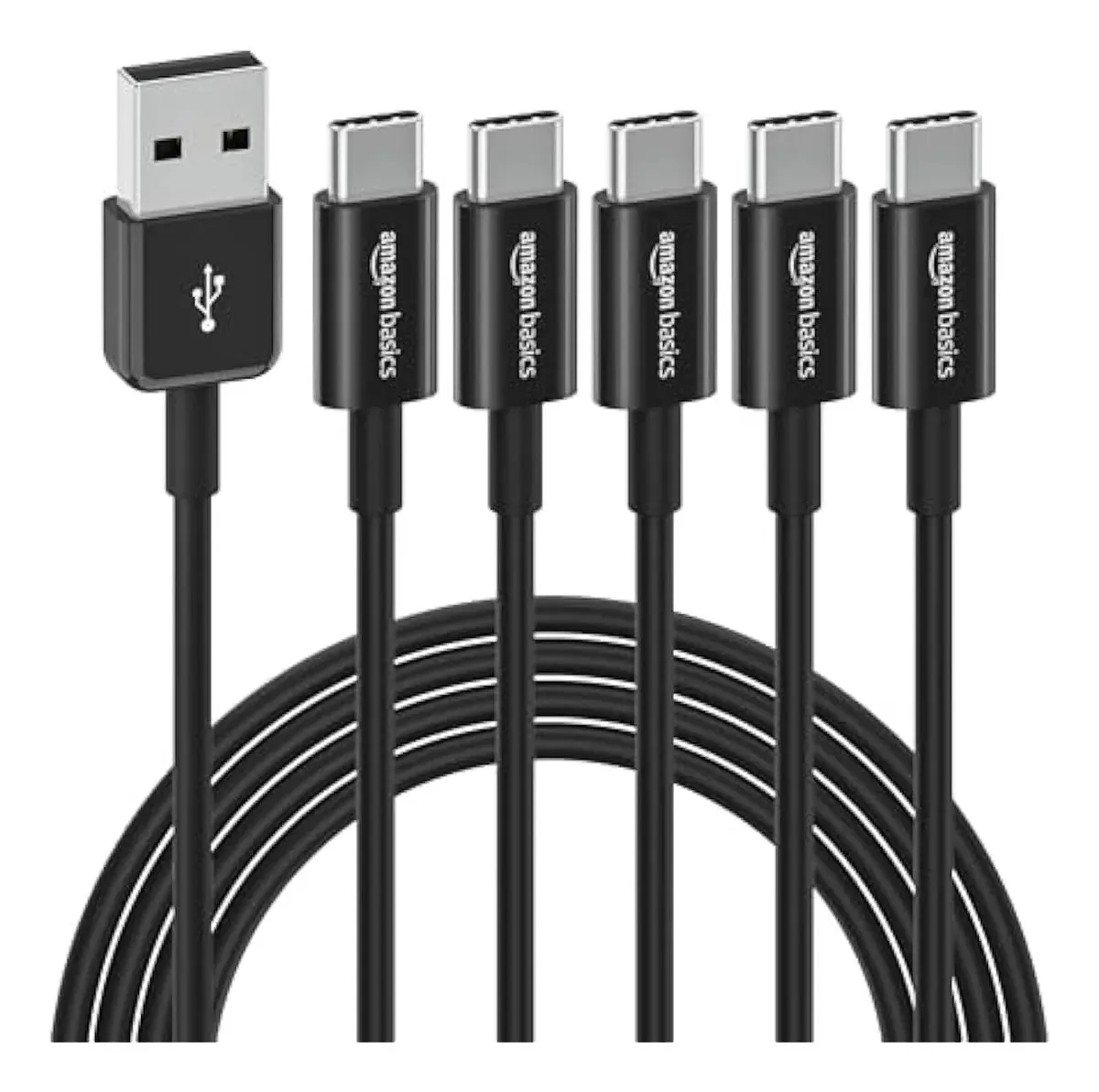 Amazon Basics - Pacote de 5 cabos de carregamento - preto