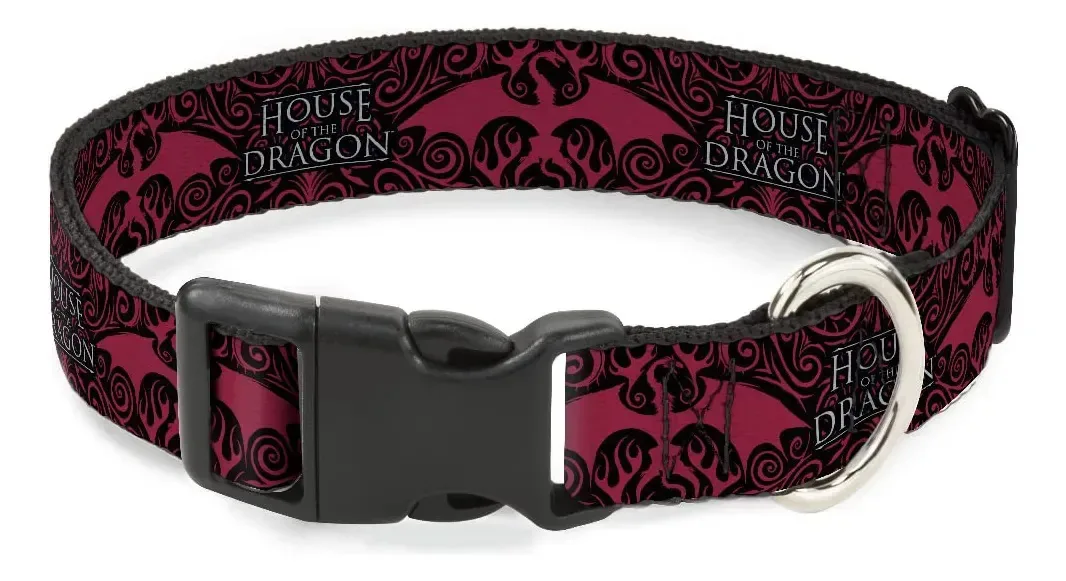 House Of The Dragon - Coleira para animais de estimação, coleira para animais de estimação branca de poliéster Xs