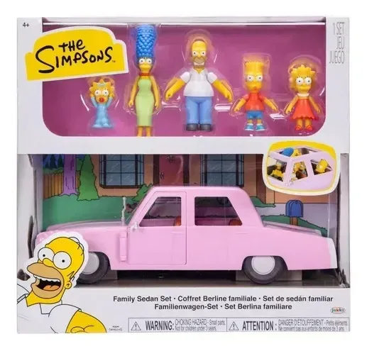 Conjunto de bonecos rosa The Simpsons Family e Auto Sedan
