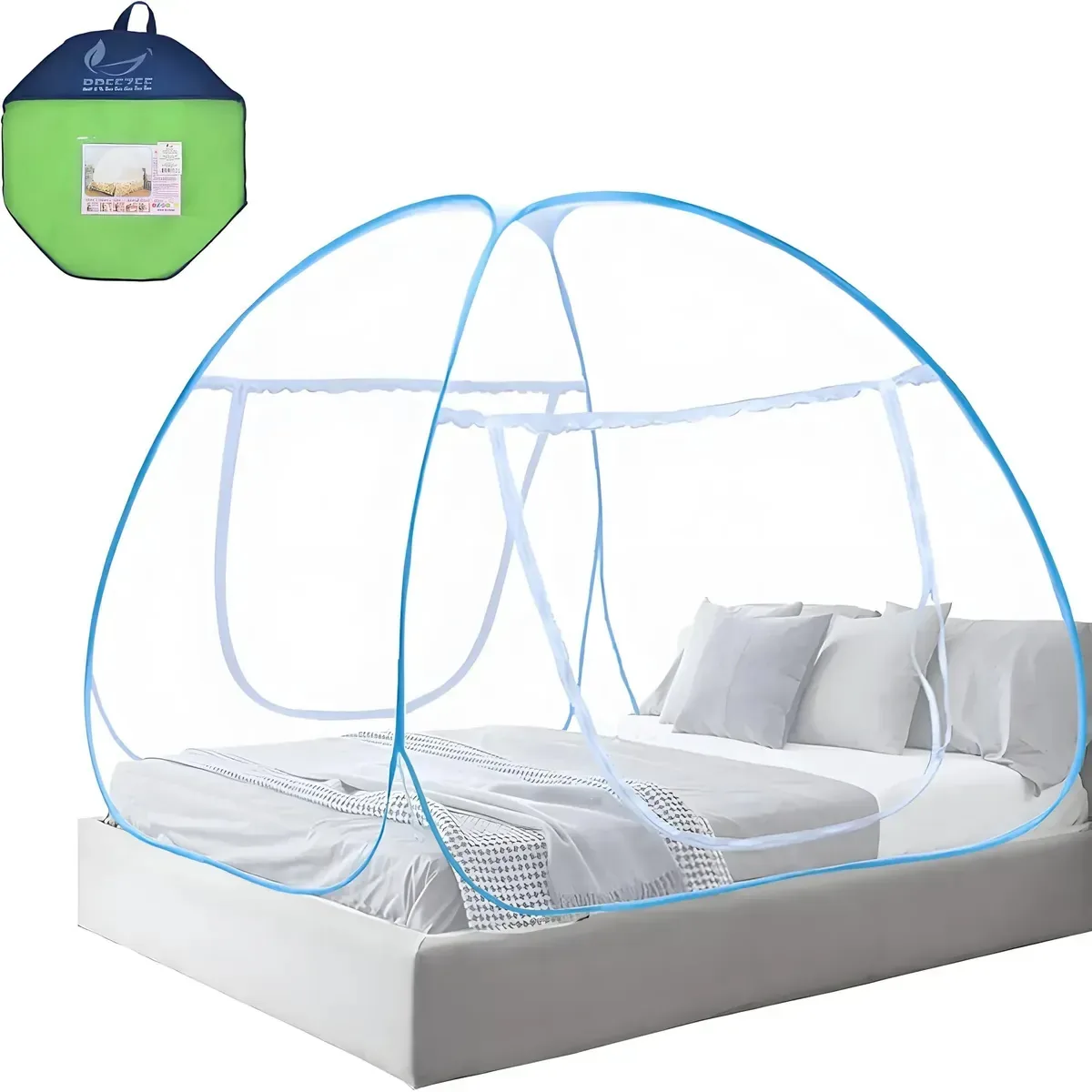 Cama dobrável portátil Mosquiteira, cama anti-insetos, cama mosquiteira Pavilions, 200 cm* 180 cm* 150 cm com porta dupla e fundo de rede, para bebês, adultos, acampamentos, ao ar livre