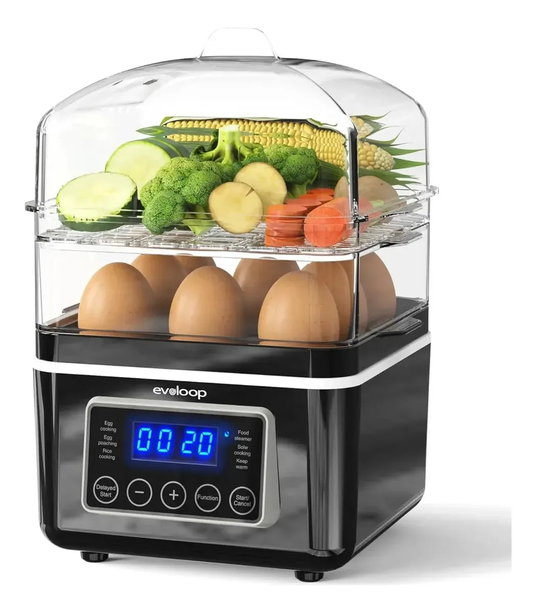 Vaporizador elétrico de alimentos com 5 programas e 2 pretos de 50 Hz/60 Hz