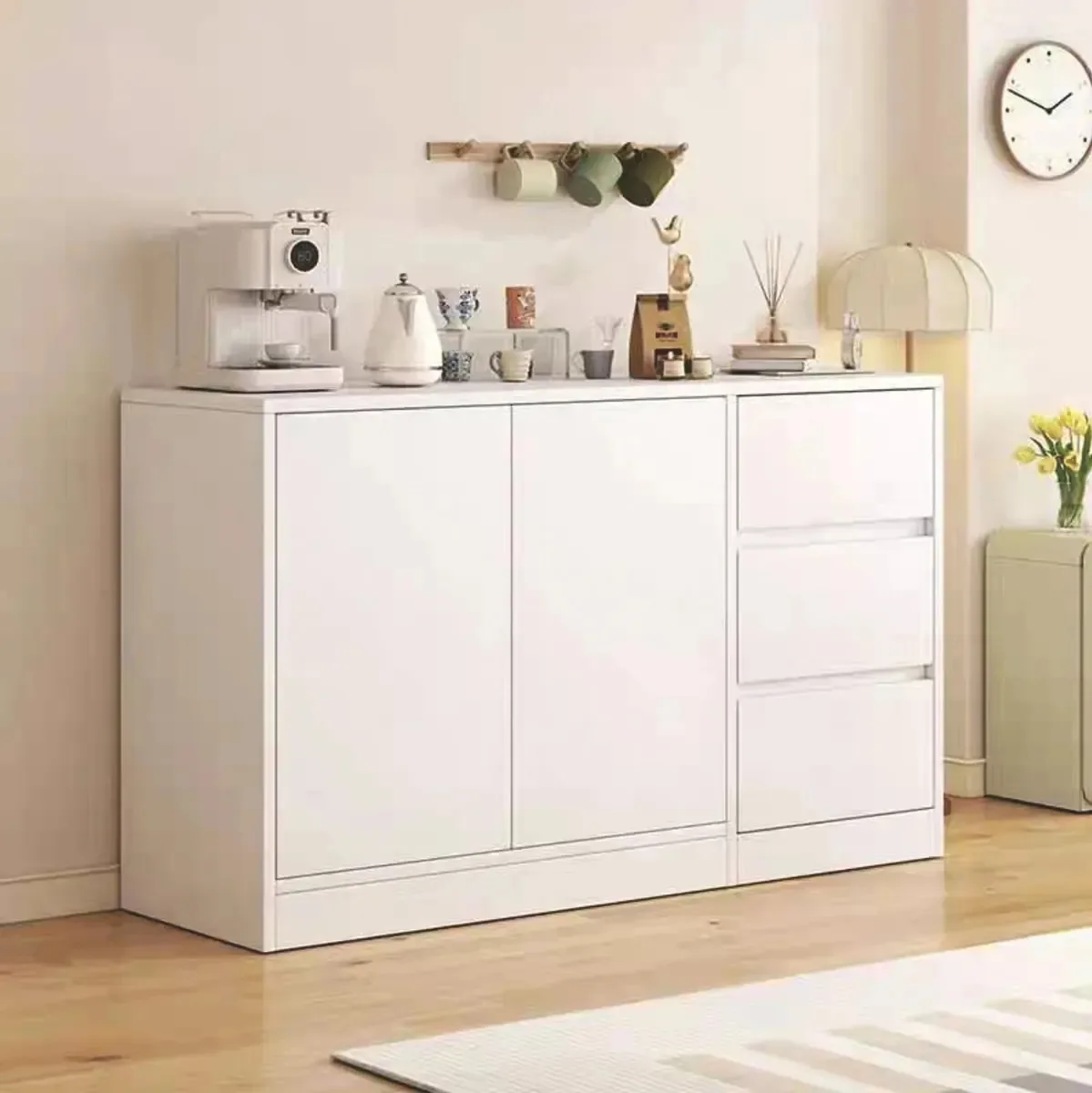 Mobiliário organizador de cozinha minimalista moderno 120 cm branco