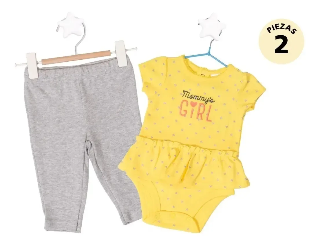 Leggings e bolsa de fraldas Carters amarelo/cinza, cor amarela, tamanho 0-1 M