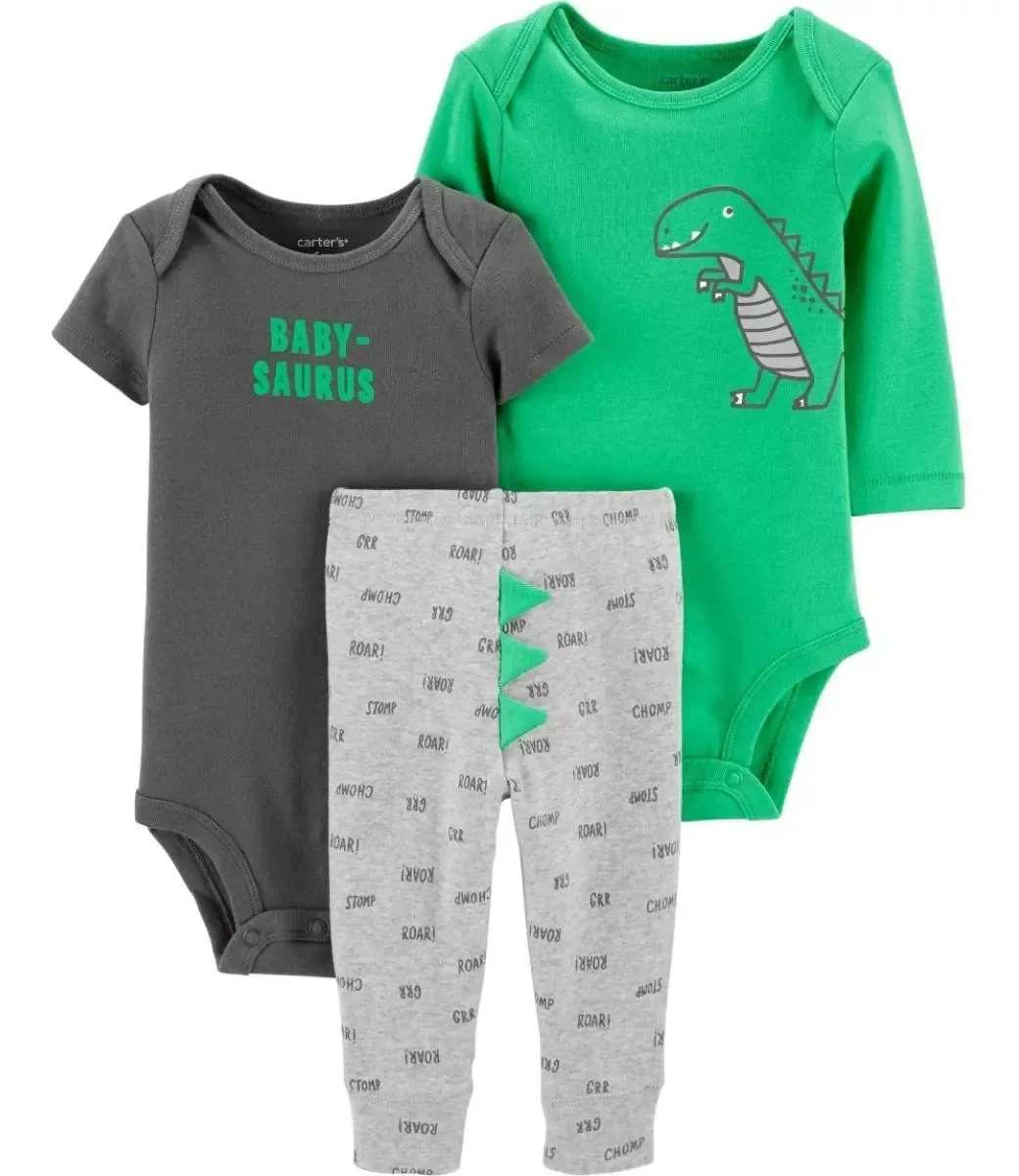 Calças e fraldas Carters verde/cinza, cor verde, tamanho 12 M
