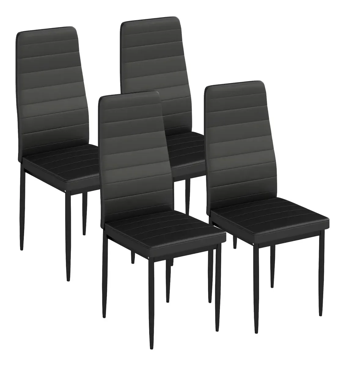 Conjunto Fdw de 4 cadeiras de jantar | Preto | Cadeiras de cozinha. Coral claro Arabesco