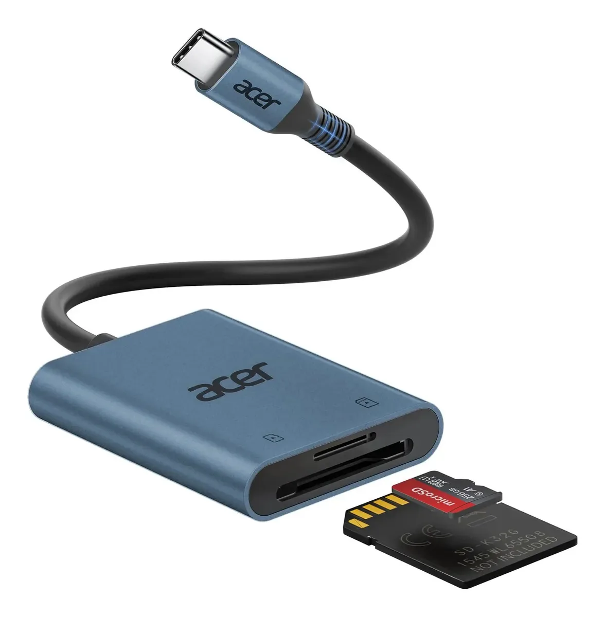 Leitor de cartão SD Acer USB-c Dual Slot de alumínio Midnight Color