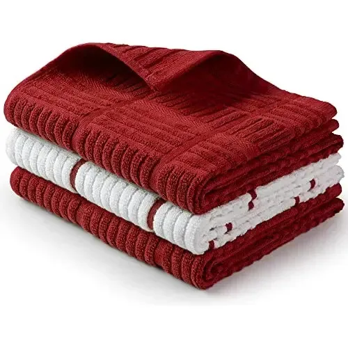 Zulay — pacote de 3 toalhas de cozinha absorventes de algodão de 15 x 25 polegadas, supermacias para cozinha, panos de chá reutilizáveis para lavar pratos, limpar a casa, toalhas de bar, toalhas