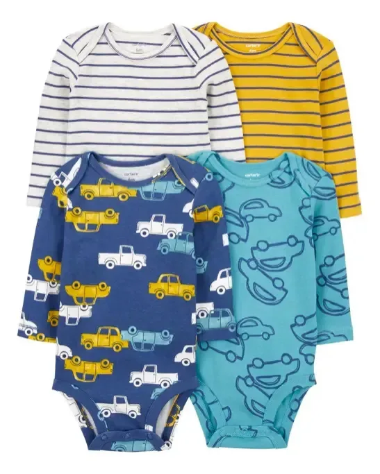 Bodies Manga Longa Kit 4 Body Carters Bebê Menino Neutro Cor Amarelo Tamanho Recém Nascido