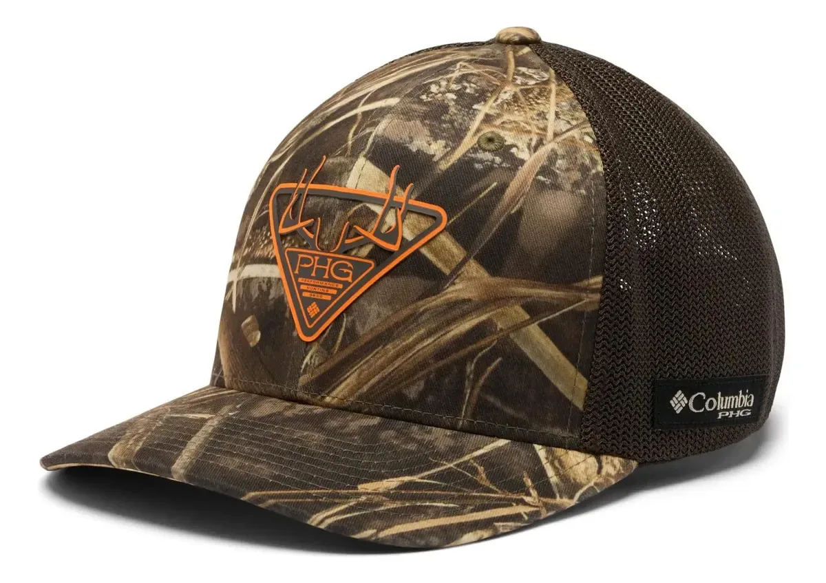 Boné de malha de camuflagem Phg unissex Columbia Realtree Max7Tri-Fill Antlers