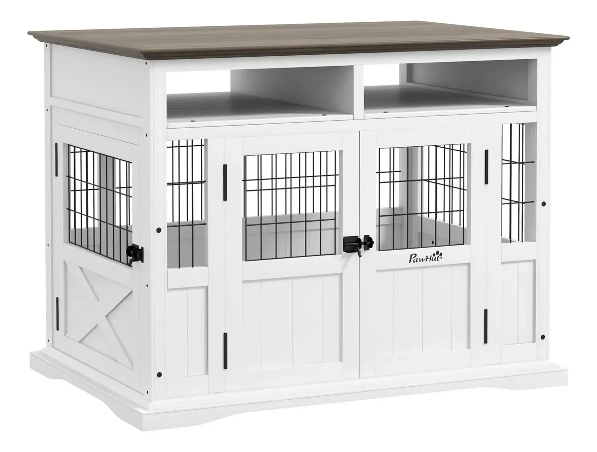 Móveis de gaiola para cães Pawhut com armazenamento, 41. Blanco