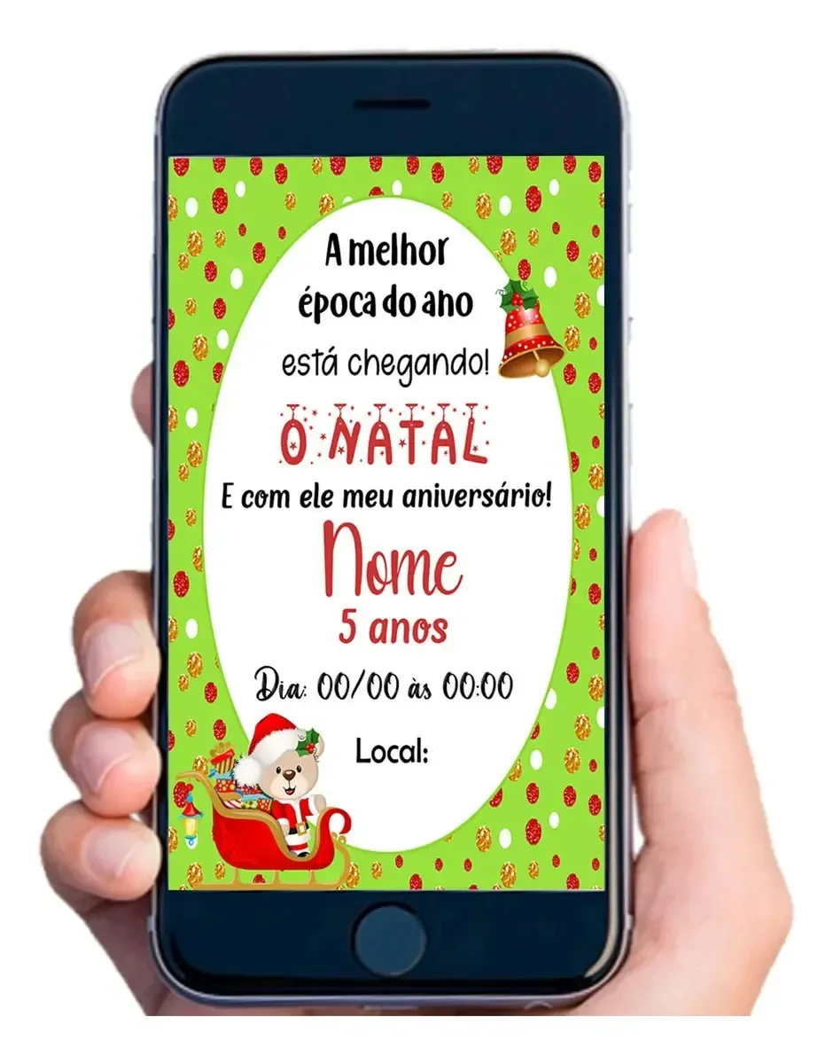 Convite Digital Personalizado Aniversário Temas Variados Modelo1153 Natal