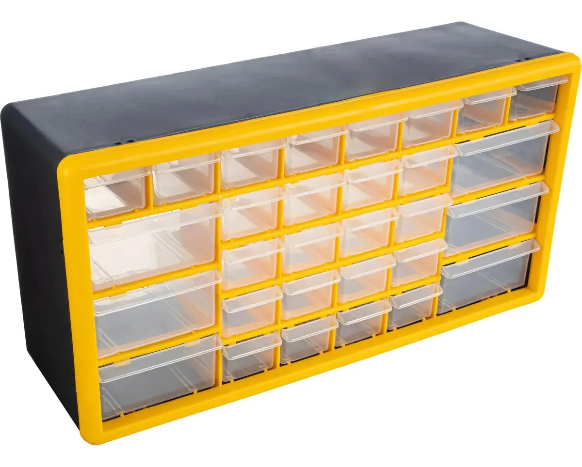 Organizador de 30 gavetas para ferramentas artesanais ou amarelo
