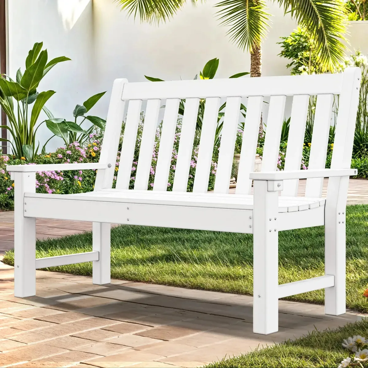 Banco de jardim Yitahome, banco ao ar livre para todos os tipos Blanco