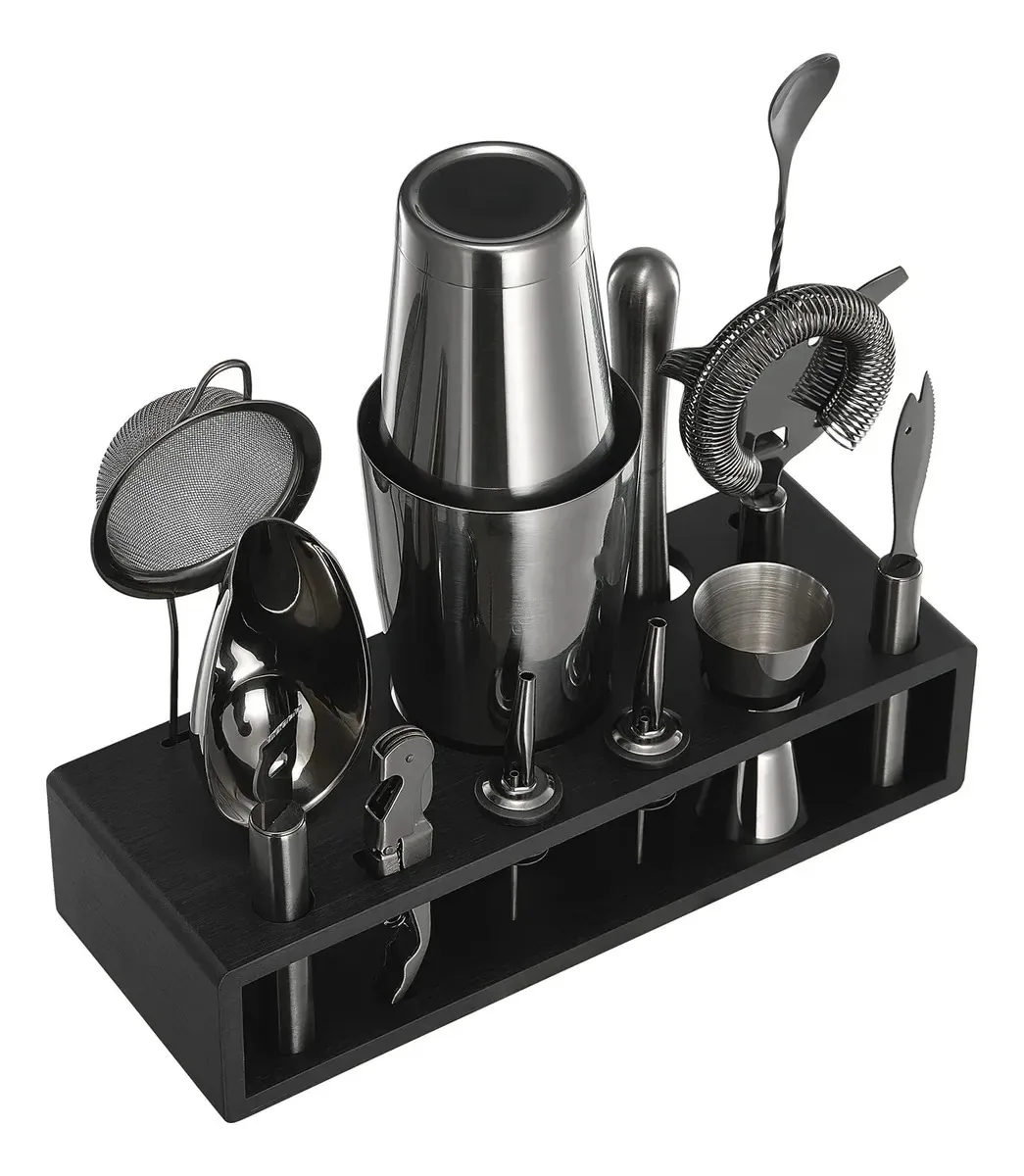 Conjunto de coqueteleiras de aço inoxidável Vevor de 13 peças, preto e preto