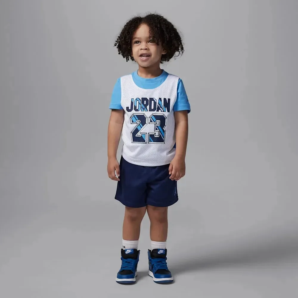 Conjunto de camisetas e shorts Jordan para bebês (2 a 4 anos), cor azul marinho, meia-noite, tamanho 4 anos