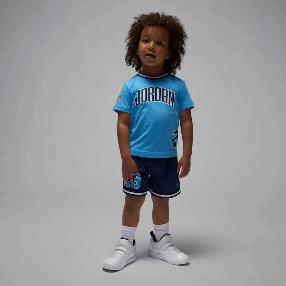 Conjunto de camisetas e shorts Jordan para bebês (2 a 4 anos), cor azul marinho, meia-noite, tamanho 4 anos